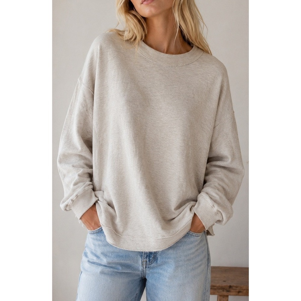 Aerie Womens Oversized Long Sleeve Crewneck T-Shirt XXL Oatmeal Loungewear Cozy